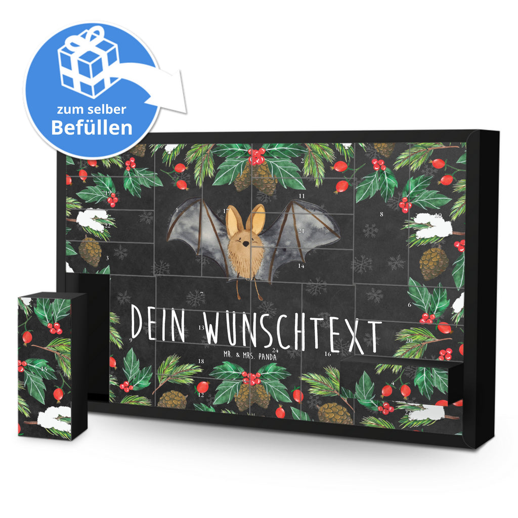 Personalisierter Befüllbarer Adventskalender Fledermaus Flügel Befüllbarer Adventskalender, Adventskalender zum selbst befüllen, Tiermotive, Gute Laune, lustige Sprüche, Tiere