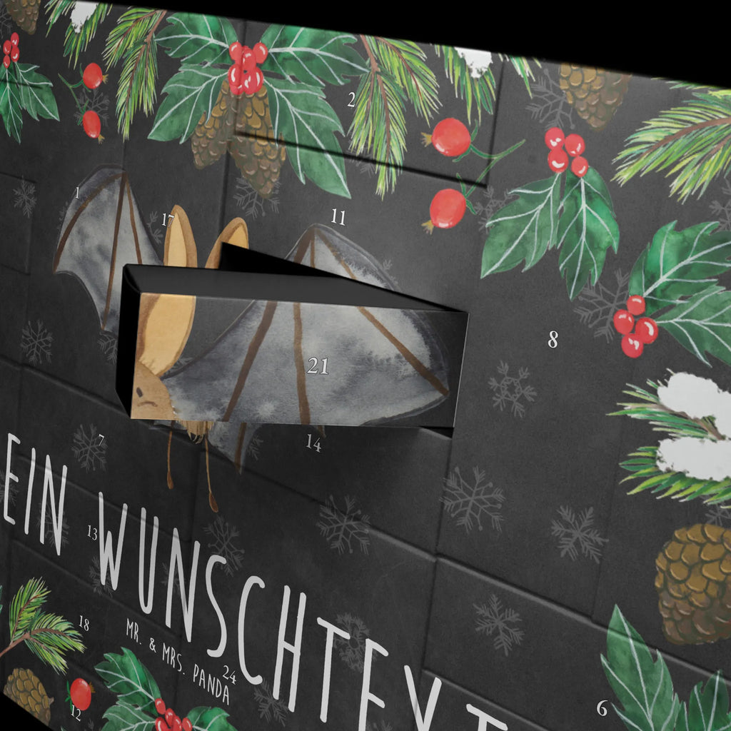 Personalisierter Befüllbarer Adventskalender Fledermaus Flügel Befüllbarer Adventskalender, Adventskalender zum selbst befüllen, Tiermotive, Gute Laune, lustige Sprüche, Tiere