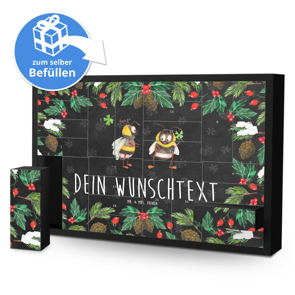 Personalisierter Befüllbarer Adventskalender Hummeln Kleeblatt Befüllbarer Adventskalender, Adventskalender zum selbst befüllen, Tiermotive, Gute Laune, lustige Sprüche, Tiere, Hummel, Biene, Spruch positiv, Biene Deko, Spruch schön, glücklich sein, glücklich werden, Spruch fröhlich