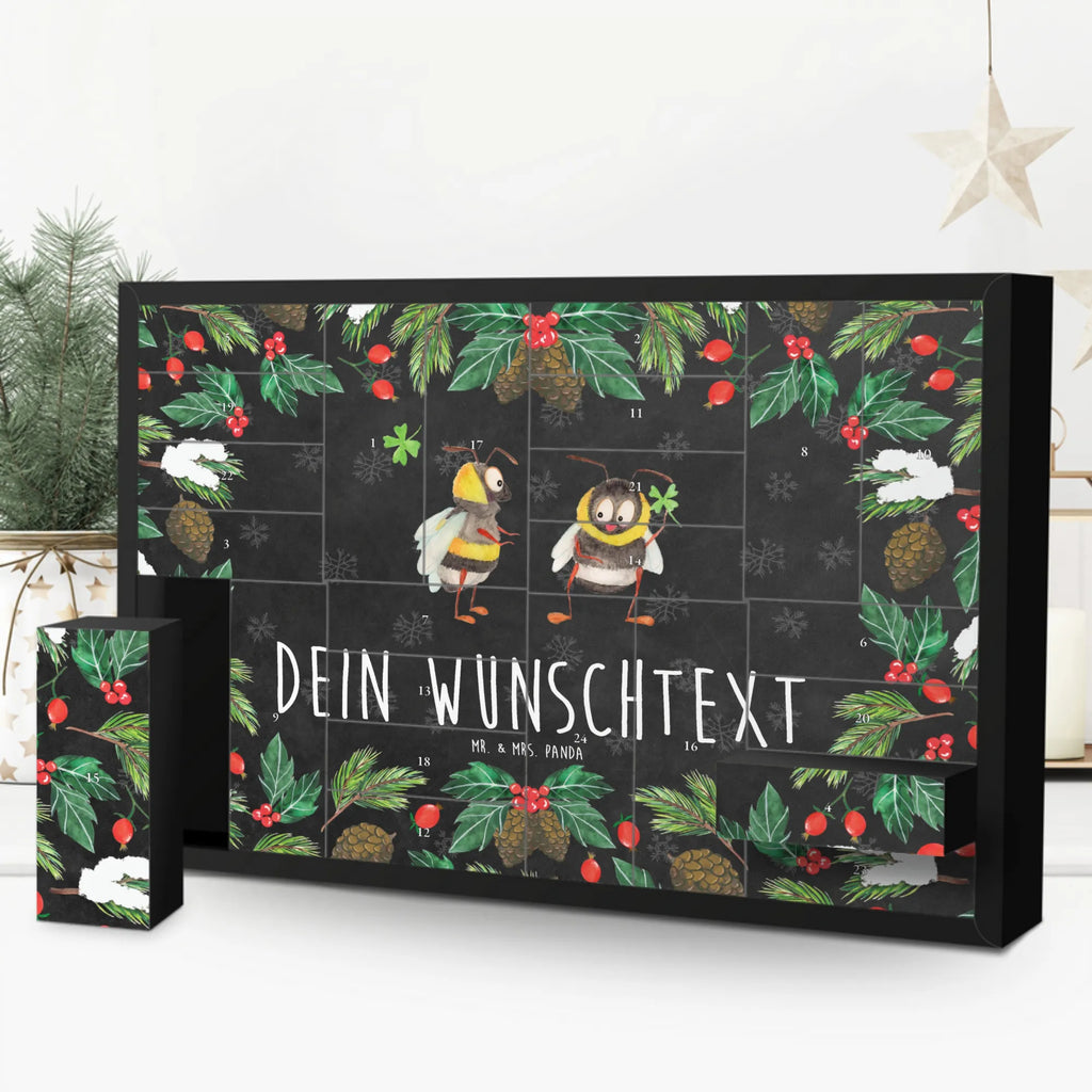 Personalisierter Befüllbarer Adventskalender Hummeln Kleeblatt Befüllbarer Adventskalender, Adventskalender zum selbst befüllen, Tiermotive, Gute Laune, lustige Sprüche, Tiere, Hummel, Biene, Spruch positiv, Biene Deko, Spruch schön, glücklich sein, glücklich werden, Spruch fröhlich