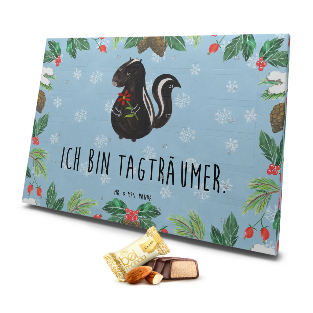 Marzipan Adventskalender Stinktier Blume Marzipan Adventskalender, Stinktier, Skunk, Wildtier, Raubtier, Stinker, Stinki, Tagträumer, verträumt, Dreams, Träume