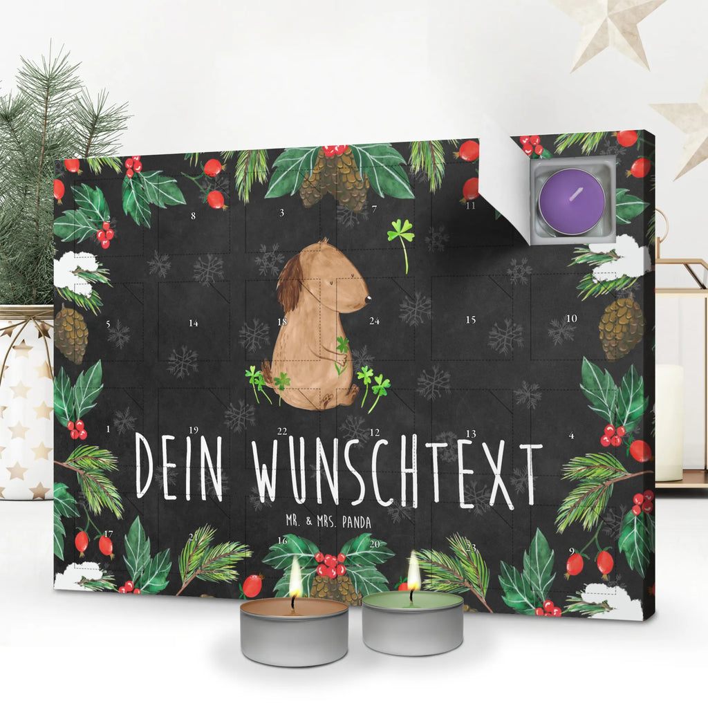 Personalisierter Duftkerzen Adventskalender Hund Kleeblatt Personalisierter Duftkerzen Adventskalender, Hund, Hundemotiv, Haustier, Hunderasse, Tierliebhaber, Hundebesitzer, Sprüche, Kleeblatt, Glück, Tagträume, Motivation, Neuanfang, Geschenk, Glücksbringer, Selbstliebe, Achtsamkeit