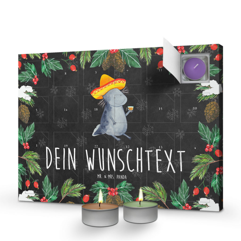 Personalisierter Duftkerzen Adventskalender Axolotl Tequila Personalisierter Duftkerzen Adventskalender, Axolotl, Molch, Mexico, Mexiko, Sombrero, Zitrone, Tequila, Motivation, Spruch, Schwanzlurch, Lurch, Lurche, Axolot, Feuerdrache, Feuersalamander