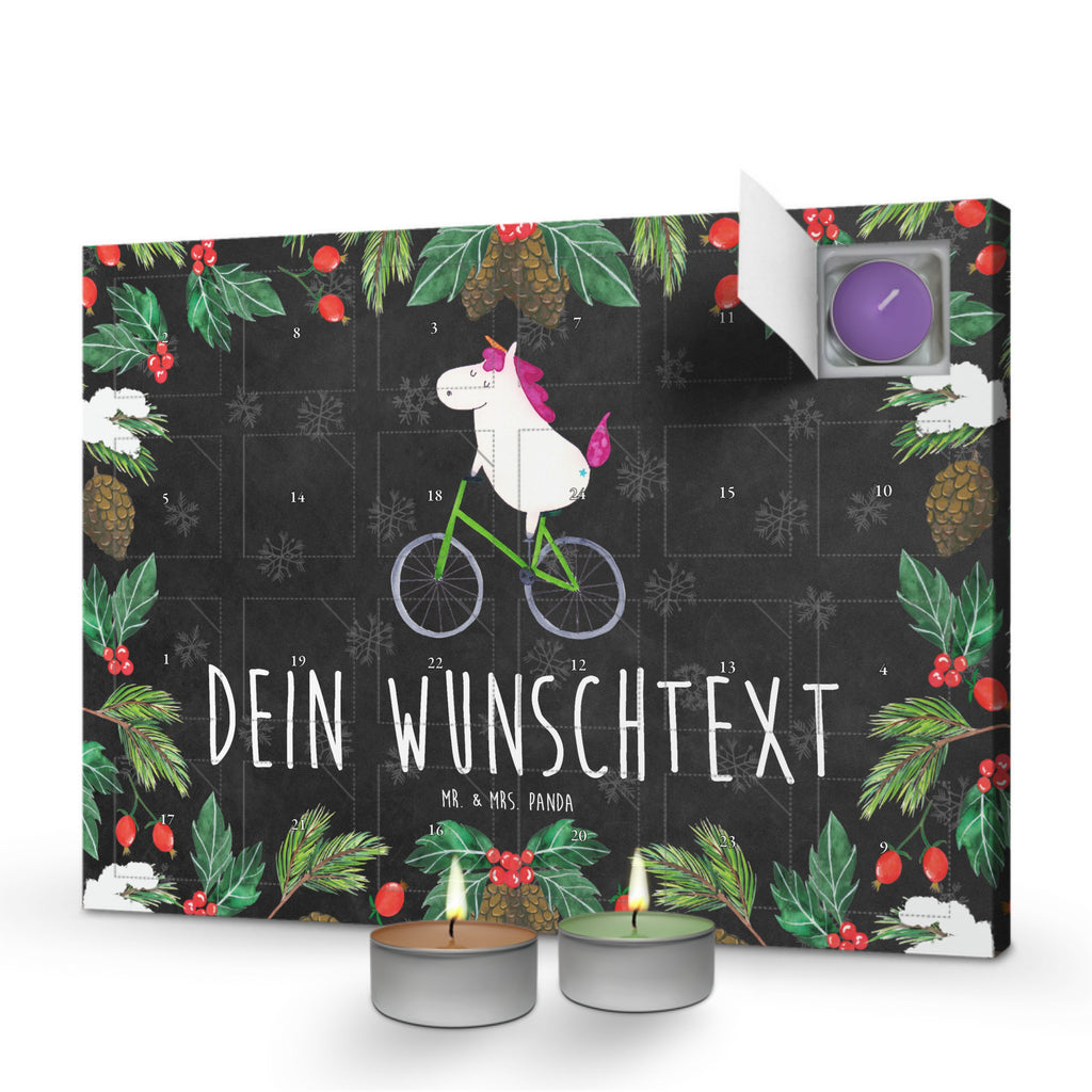 Personalisierter Duftkerzen Adventskalender Einhorn Radfahrer Personalisierter Duftkerzen Adventskalender, Einhorn, Einhörner, Einhorn Deko, Pegasus, Unicorn, Radfahren, Radfahrer, Rad, Bike, Feenstaub, Konfetti, Luxusproblem, Kummer, Liebeskummer