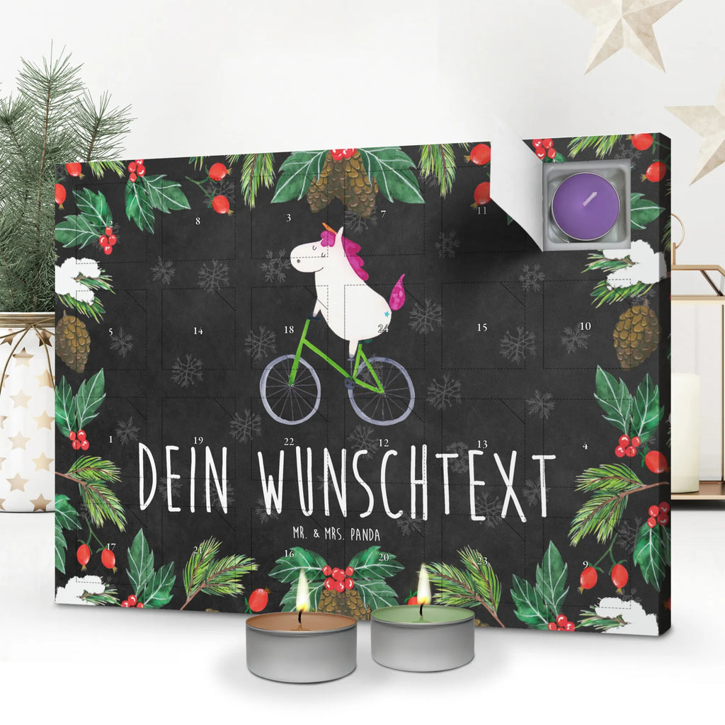 Personalisierter Duftkerzen Adventskalender Einhorn Radfahrer Personalisierter Duftkerzen Adventskalender, Einhorn, Einhörner, Einhorn Deko, Pegasus, Unicorn, Radfahren, Radfahrer, Rad, Bike, Feenstaub, Konfetti, Luxusproblem, Kummer, Liebeskummer