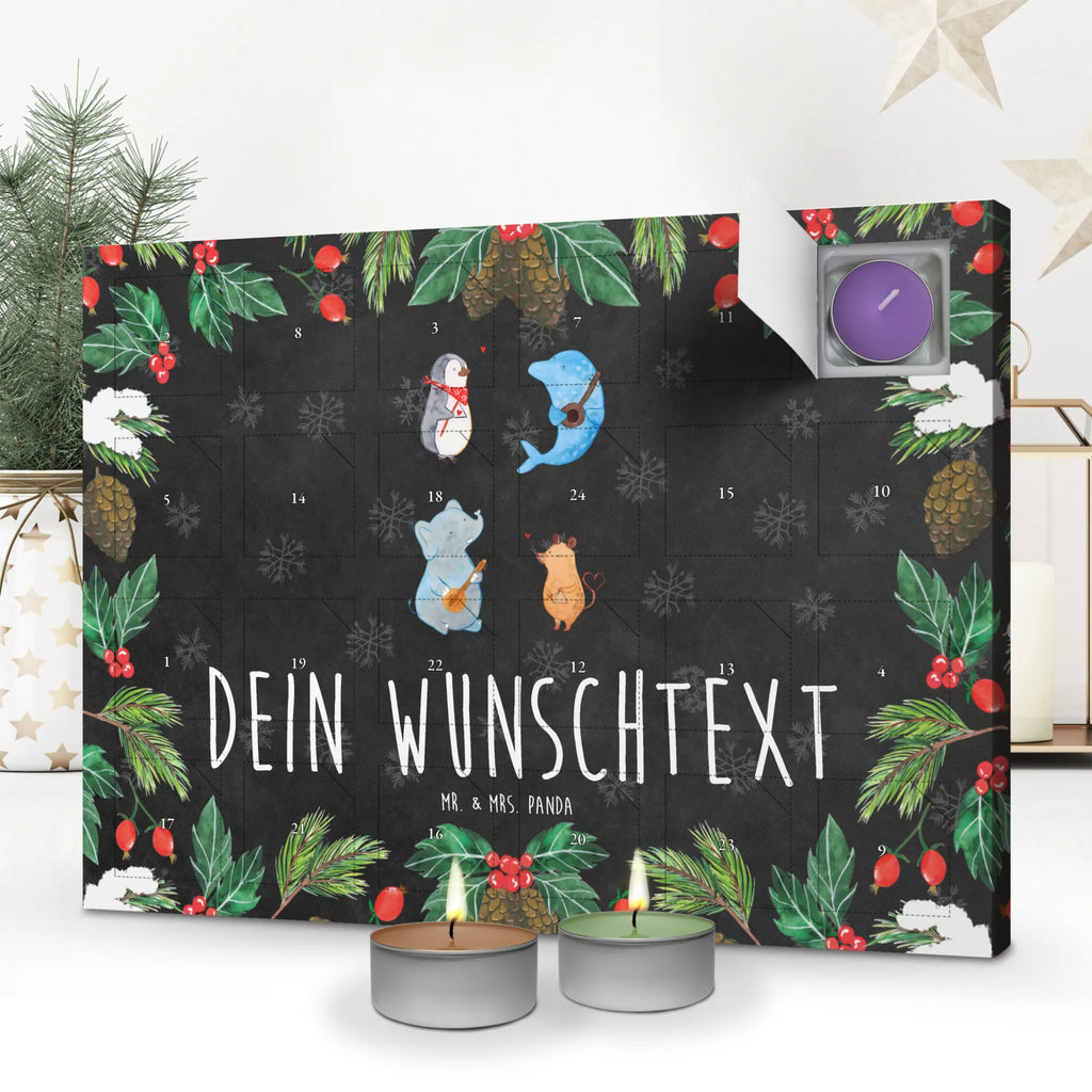 Personalisierter Duftkerzen Adventskalender Big Band Personalisierter Duftkerzen Adventskalender, Tiermotive, Gute Laune, lustige Sprüche, Tiere, Hund, Pinguin, Maus, Elefant, Delfin, Gitarre, Band, Triangel, Musikanten, Musik