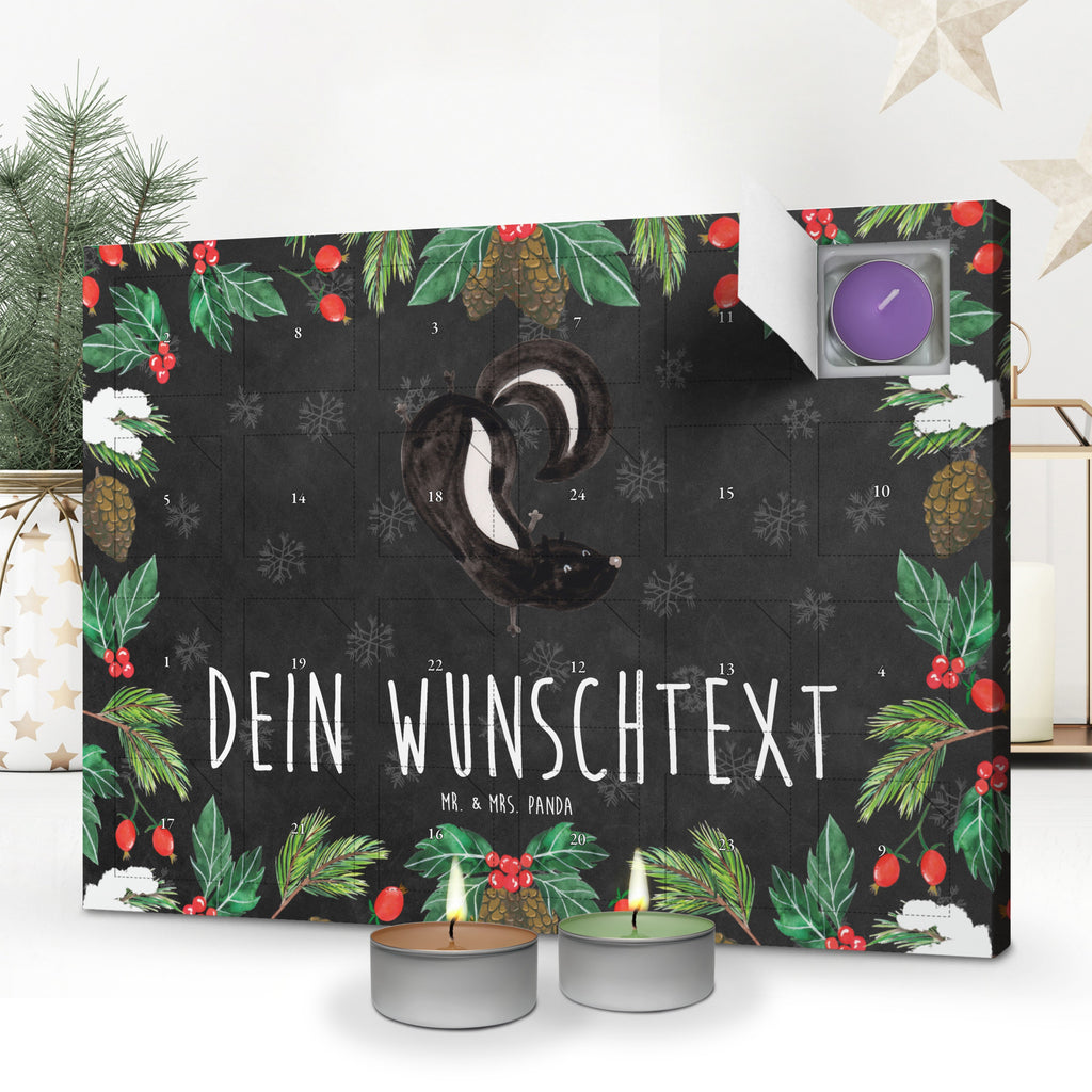 Personalisierter Duftkerzen Adventskalender Stinktier Handstand Personalisierter Duftkerzen Adventskalender, Stinktier, Skunk, Wildtier, Raubtier, Stinker, Stinki, Spielplatz, verpielt, Kind