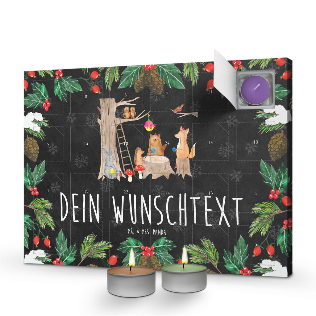 Personalisierter Duftkerzen Adventskalender Waldtiere Picknick Personalisierter Duftkerzen Adventskalender, Tiermotive, Gute Laune, lustige Sprüche, Tiere, Waldtiere, Picknick, Wald, Fuchs, Hase, Igel, Maus, Eichhörnchen