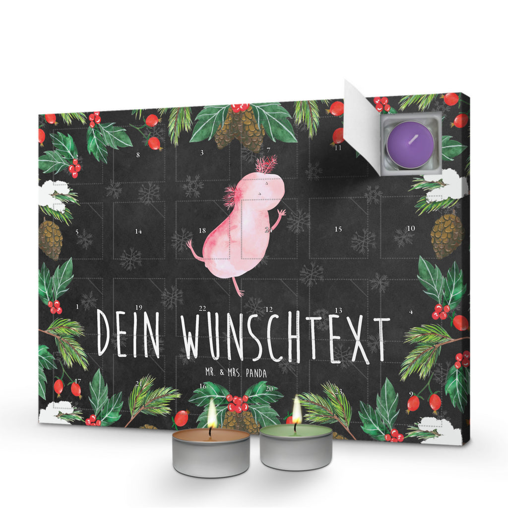 Personalisierter Duftkerzen Adventskalender Axolotl Tanzen Personalisierter Duftkerzen Adventskalender, Axolotl, Molch, Axolot, Schwanzlurch, Lurch, Lurche, Dachschaden, Sterne, verrückt, Freundin, beste Freundin