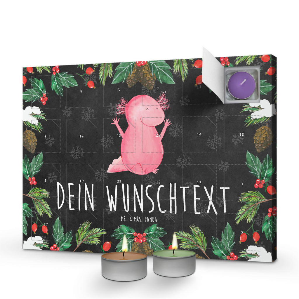 Personalisierter Duftkerzen Adventskalender Axolotl Hurra Personalisierter Duftkerzen Adventskalender, Axolotl, Molch, Axolot, Schwanzlurch, Lurch, Lurche, fröhlich, Spaß, Freude, Motivation, Zufriedenheit