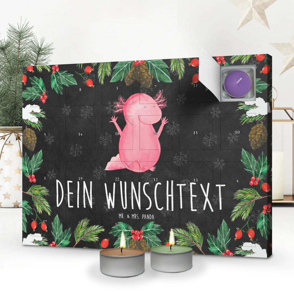 Personalisierter Duftkerzen Adventskalender Axolotl Hurra Personalisierter Duftkerzen Adventskalender, Axolotl, Molch, Axolot, Schwanzlurch, Lurch, Lurche, fröhlich, Spaß, Freude, Motivation, Zufriedenheit