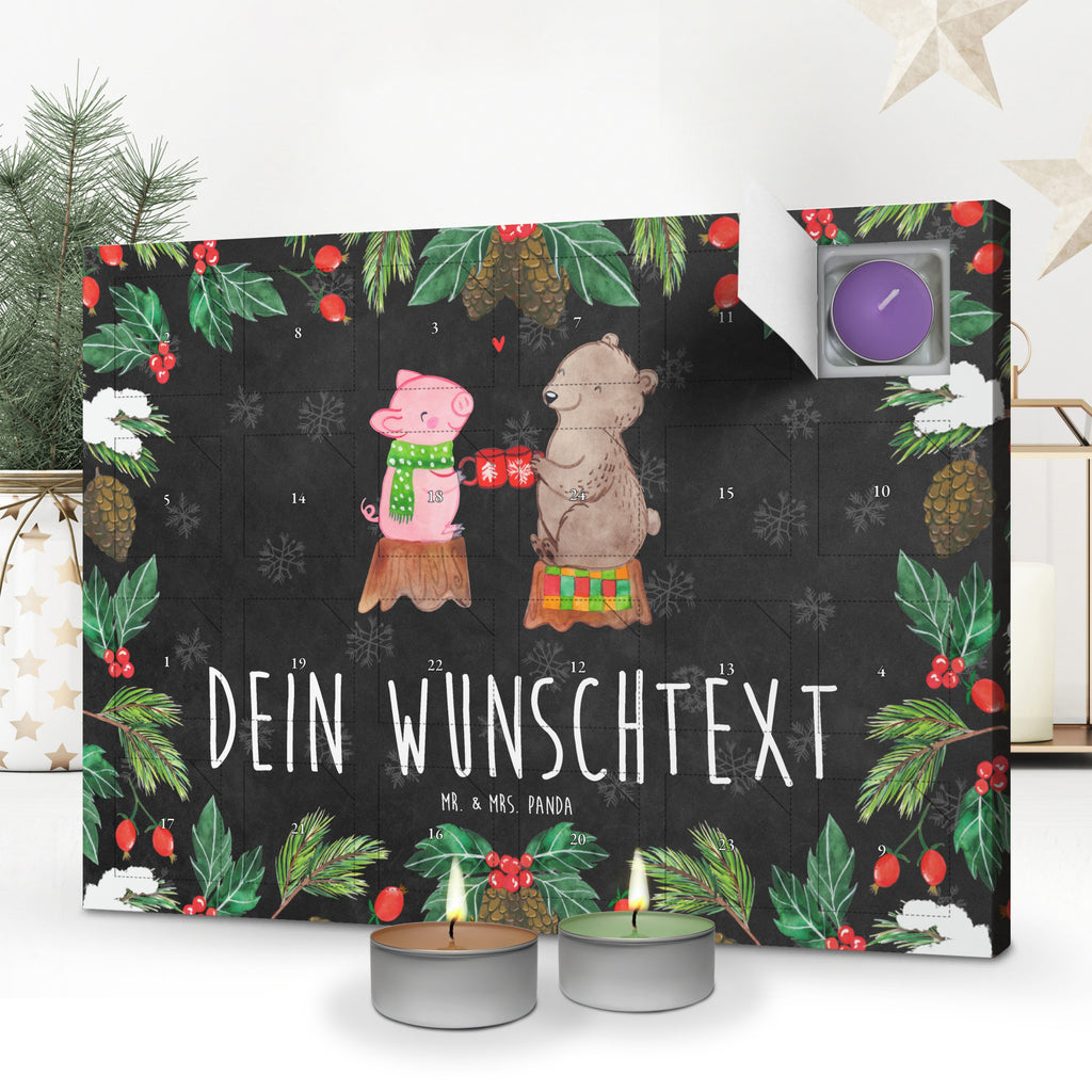 Personalisierter Duftkerzen Adventskalender Glühschwein Sause Personalisierter Duftkerzen Adventskalender, Winter, Weihnachten, Weihnachtsdeko, Nikolaus, Advent, Heiligabend, Wintermotiv, Prost, Alles Gute, Weihnachtszeit, Schwein, Bär