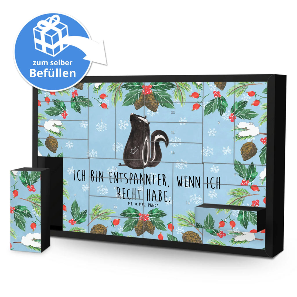 Befüllbarer Adventskalender Stinktier Sitzen Befüllbarer Adventskalender, Adventskalender zum selbst befüllen, Stinktier, Skunk, Wildtier, Raubtier, Stinker, Stinki, Spruch, Büro, Recht, Besserwisser