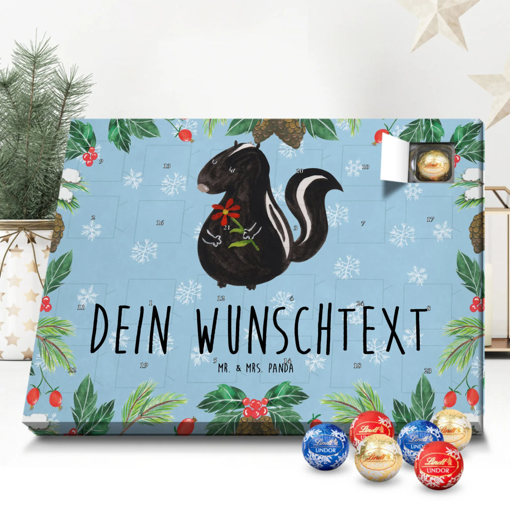 Personalisierter Kugel Markenschokolade Adventskalender Stinktier Blume Personalisierter Kugel Markenschokolade Adventskalender, Stinktier, Skunk, Wildtier, Raubtier, Stinker, Stinki, Tagträumer, verträumt, Dreams, Träume