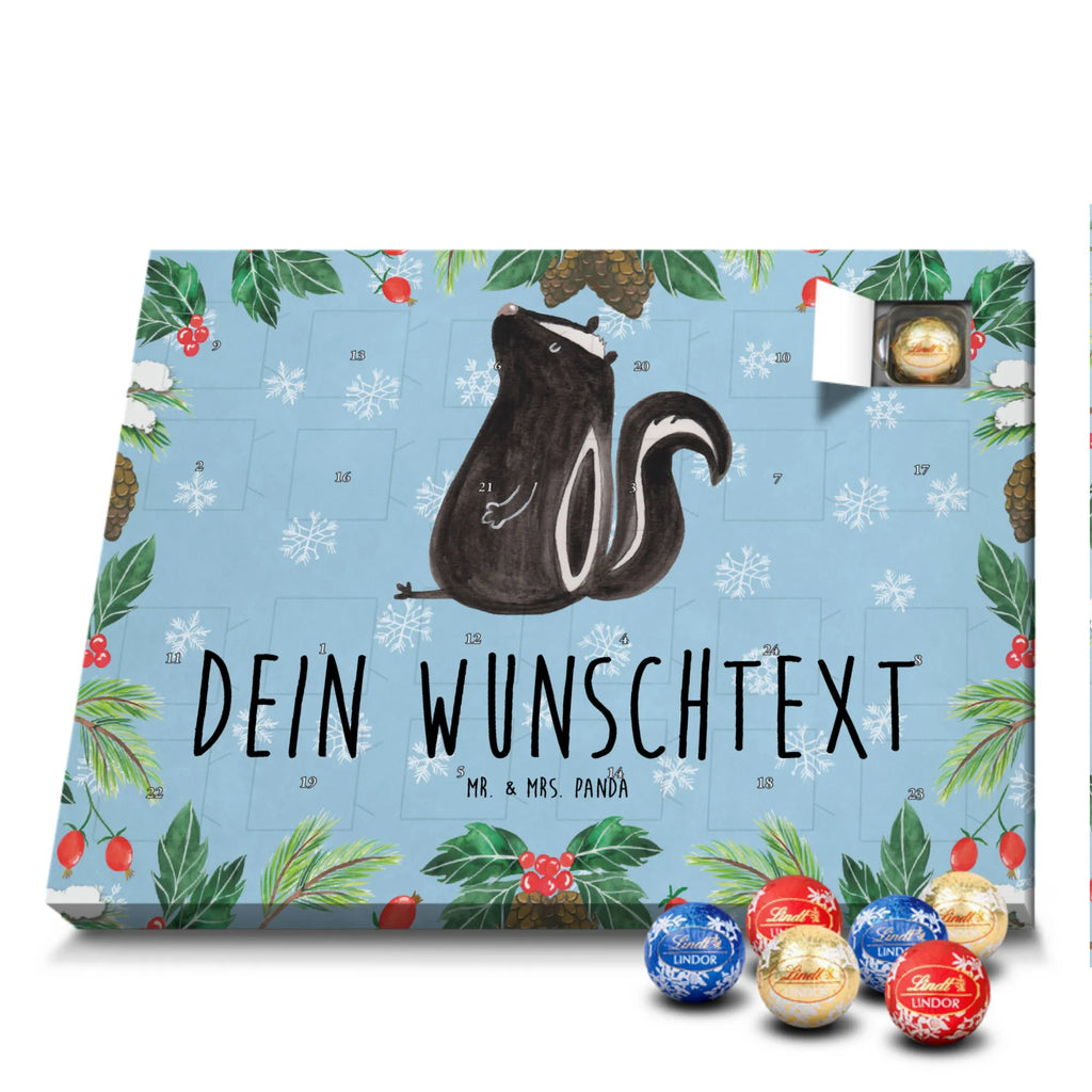 Personalisierter Kugel Markenschokolade Adventskalender Stinktier Sitzen Personalisierter Kugel Markenschokolade Adventskalender, Stinktier, Skunk, Wildtier, Raubtier, Stinker, Stinki, Spruch, Büro, Recht, Besserwisser