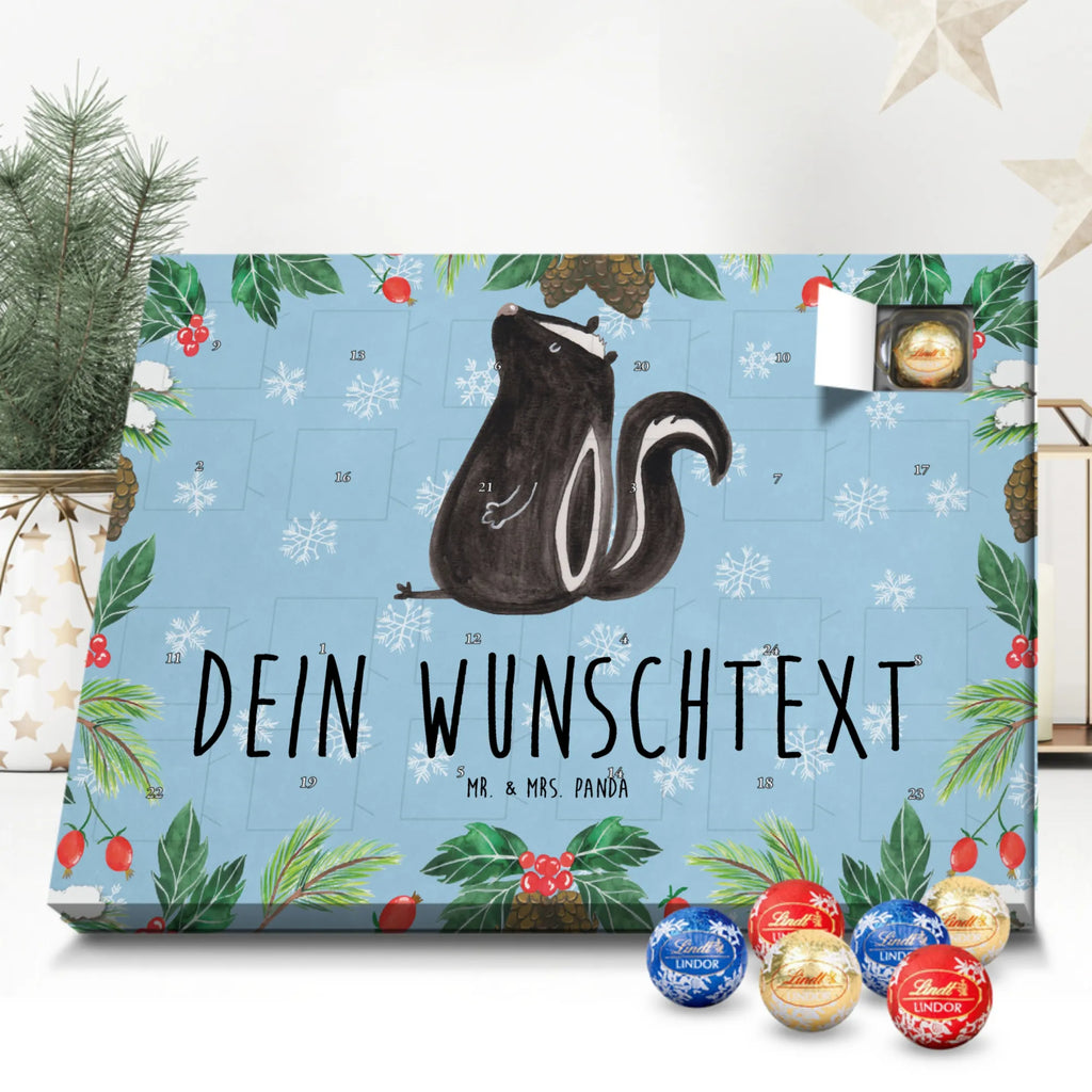 Personalisierter Kugel Markenschokolade Adventskalender Stinktier Sitzen Personalisierter Kugel Markenschokolade Adventskalender, Stinktier, Skunk, Wildtier, Raubtier, Stinker, Stinki, Spruch, Büro, Recht, Besserwisser