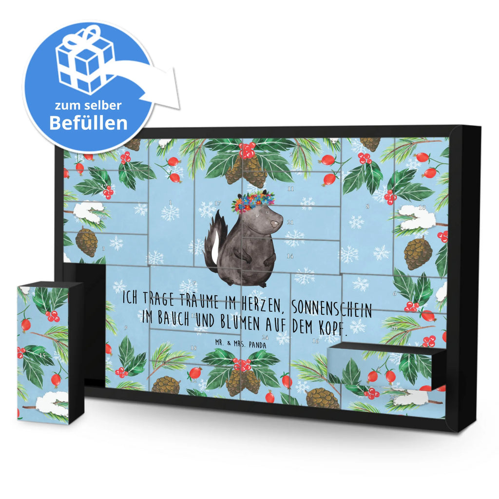 Befüllbarer Adventskalender Stinktier Mädchen Befüllbarer Adventskalender, Adventskalender zum selbst befüllen, Stinktier, Skunk, Wildtier, Raubtier, Stinker, Stinki, Yoga, Namaste, Lebe, Liebe, Lache