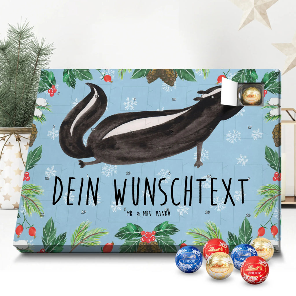 Personalisierter Kugel Markenschokolade Adventskalender Stinktier Yoga Personalisierter Kugel Markenschokolade Adventskalender, Stinktier, Skunk, Wildtier, Raubtier, Stinker, Stinki, Yoga, Namaste, Lebe, Liebe, Lache