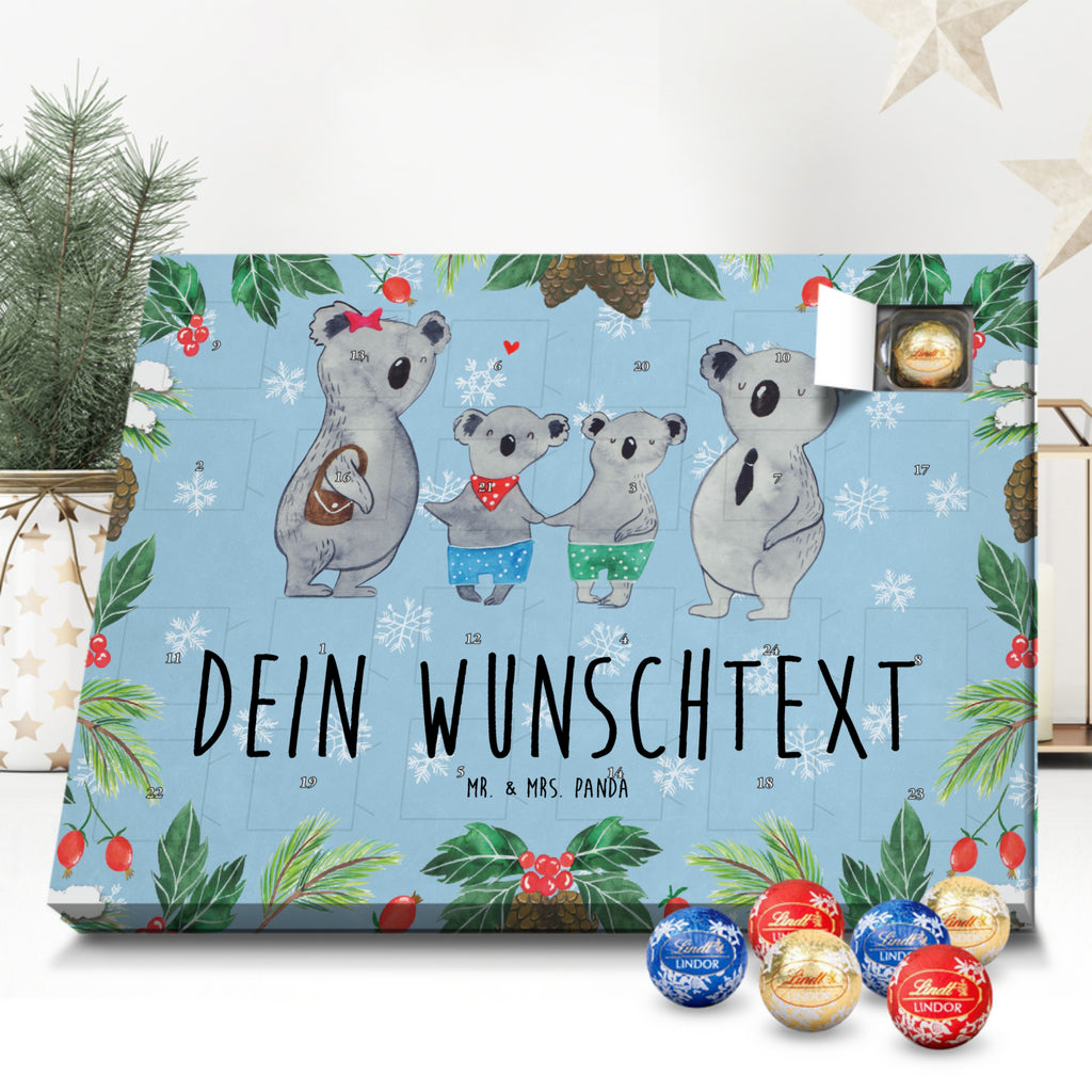 Personalisierter Kugel Markenschokolade Adventskalender Koala Familie zwei Personalisierter Kugel Markenschokolade Adventskalender, Familie, Vatertag, Muttertag, Bruder, Schwester, Mama, Papa, Oma, Opa, Koala, Koalabär, beste Familie, Familienzeit, Familienleben, Koalafamilie, Lieblingsfamilie