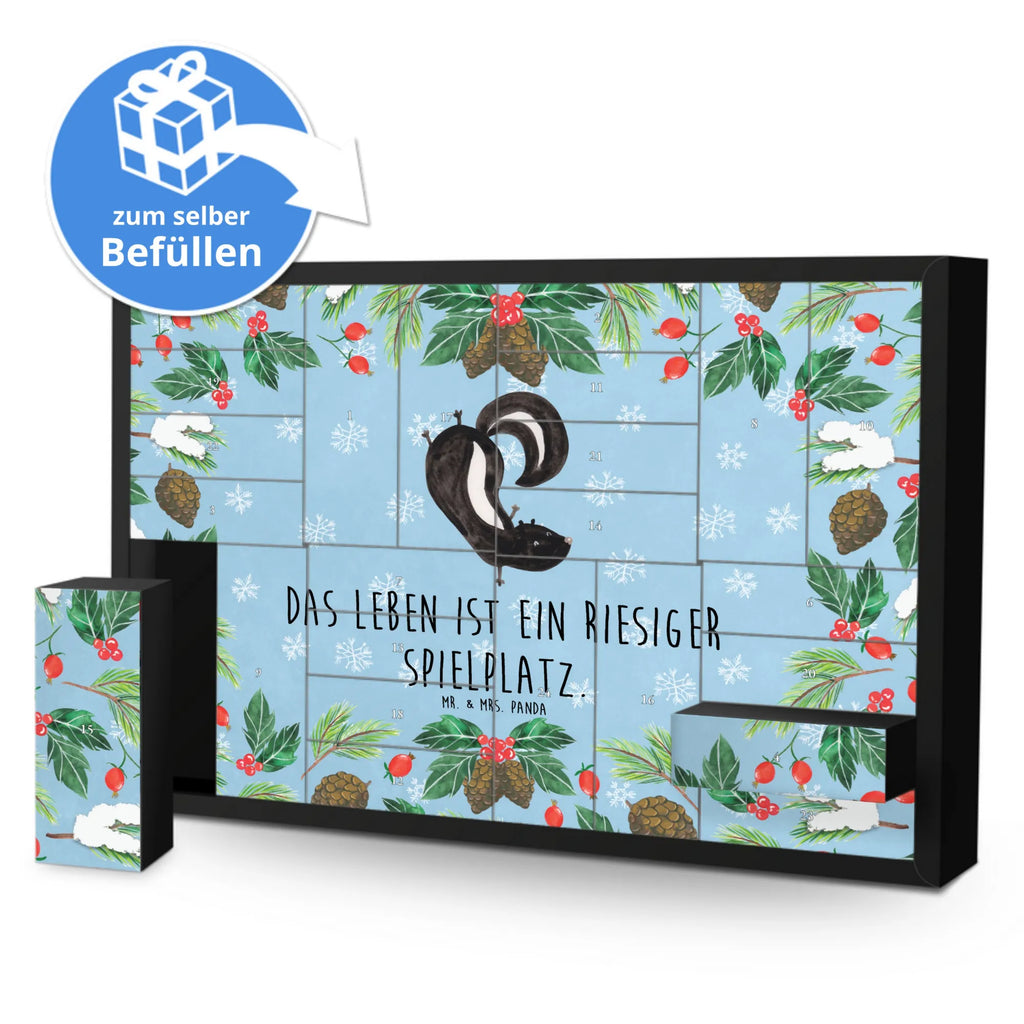 Befüllbarer Adventskalender Stinktier Handstand Befüllbarer Adventskalender, Adventskalender zum selbst befüllen, Stinktier, Skunk, Wildtier, Raubtier, Stinker, Stinki, Spielplatz, verpielt, Kind