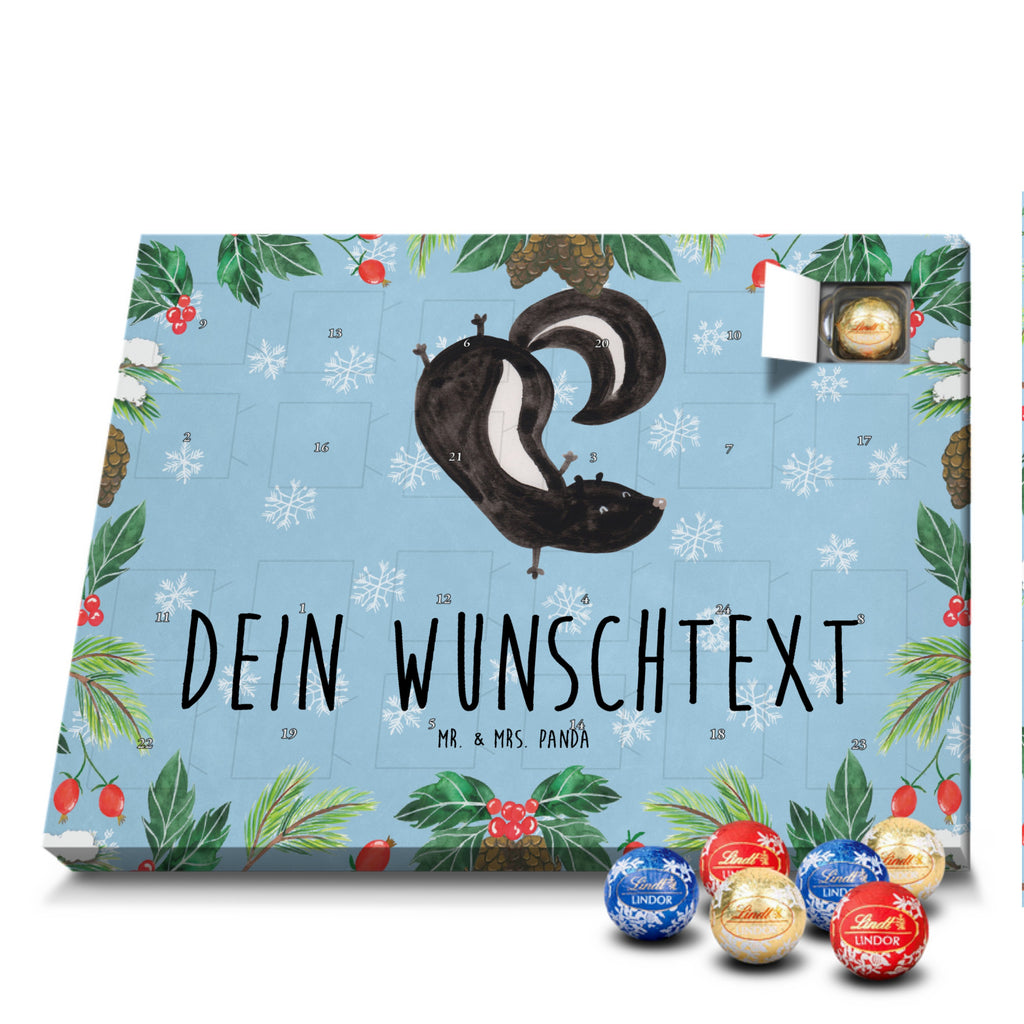 Personalisierter Kugel Markenschokolade Adventskalender Stinktier Handstand Personalisierter Kugel Markenschokolade Adventskalender, Stinktier, Skunk, Wildtier, Raubtier, Stinker, Stinki, Spielplatz, verpielt, Kind