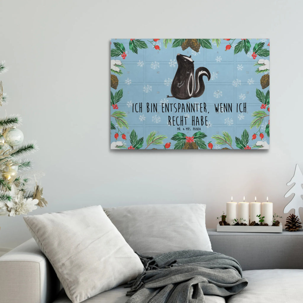 Tee Adventskalender Stinktier Sitzen Adventskalender, Kerzen Adventskalender, Duftkerzen Adventskalender, Stinktier, Skunk, Wildtier, Raubtier, Stinker, Stinki, Spruch, Büro, Recht, Besserwisser