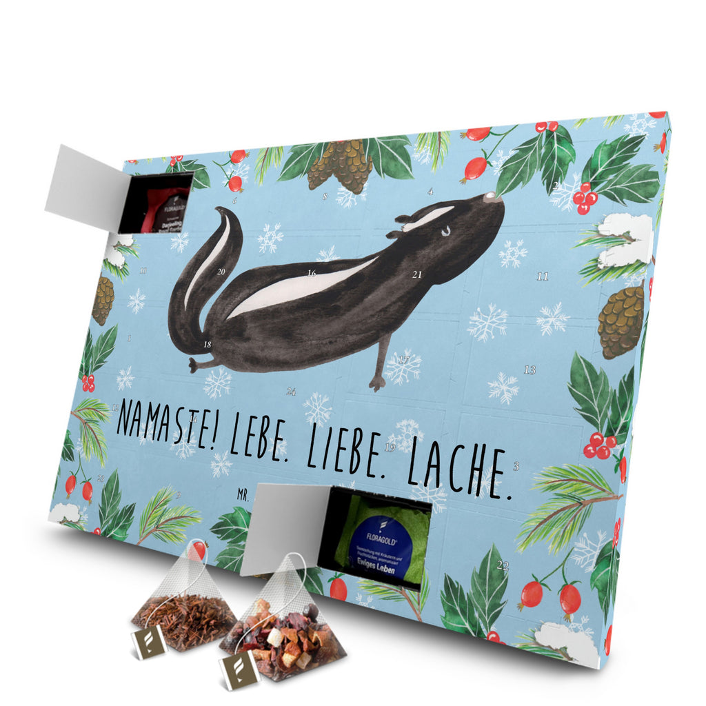 Tee Adventskalender Stinktier Yoga Adventskalender, Kerzen Adventskalender, Duftkerzen Adventskalender, Stinktier, Skunk, Wildtier, Raubtier, Stinker, Stinki, Yoga, Namaste, Lebe, Liebe, Lache