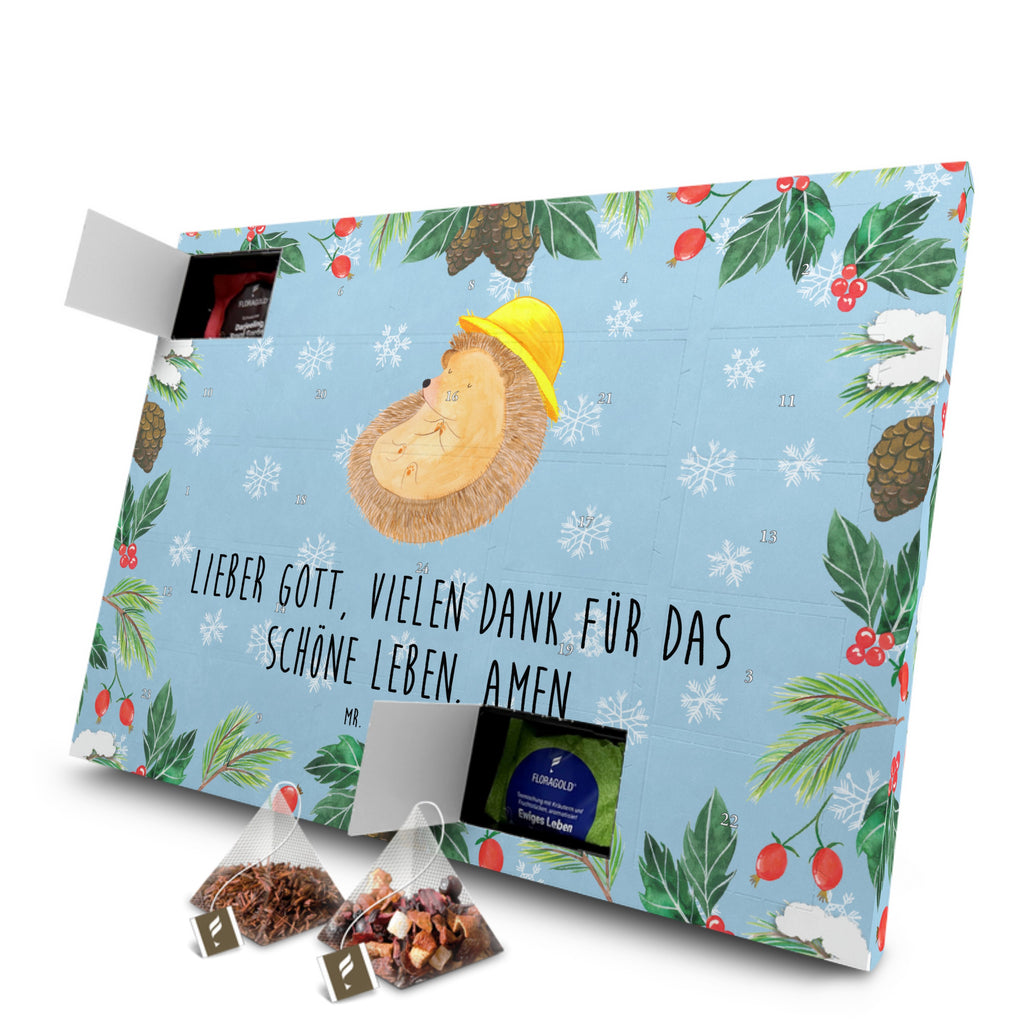 Tee Adventskalender Igel Beten Adventskalender, Kerzen Adventskalender, Duftkerzen Adventskalender, Tiermotive, Gute Laune, lustige Sprüche, Tiere, Igel, Igel mit Hut, Sonnenhut, Gott, Amen, beten, Leben, Dankbarkeit, Dankbar sein, dankbar, genießen