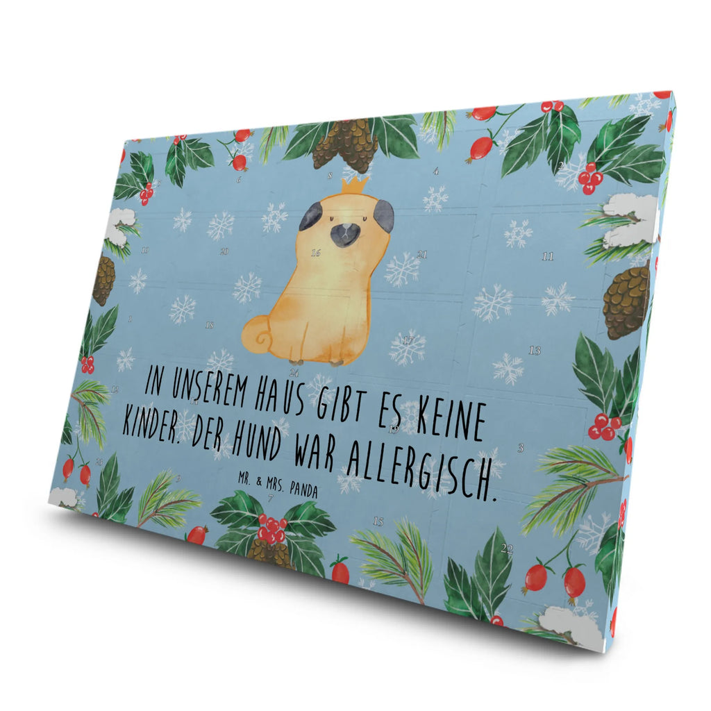 Tee Adventskalender Mops Krone Adventskalender, Kerzen Adventskalender, Duftkerzen Adventskalender, Hund, Hundemotiv, Haustier, Hunderasse, Tierliebhaber, Hundebesitzer, Sprüche, Mops, allergisch, kinderlos, Hausregel, Hundebesitzer. Spruch, lustig