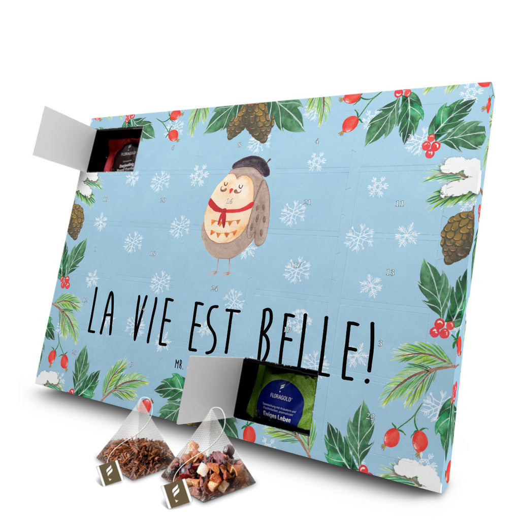 Tee Adventskalender Eule Frankreich Adventskalender, Kerzen Adventskalender, Duftkerzen Adventskalender, Eule, Eulen, Eule Deko, Owl, hibou, La vie est belle, das Leben ist schön, Spruch schön, Spruch Französisch, Frankreich