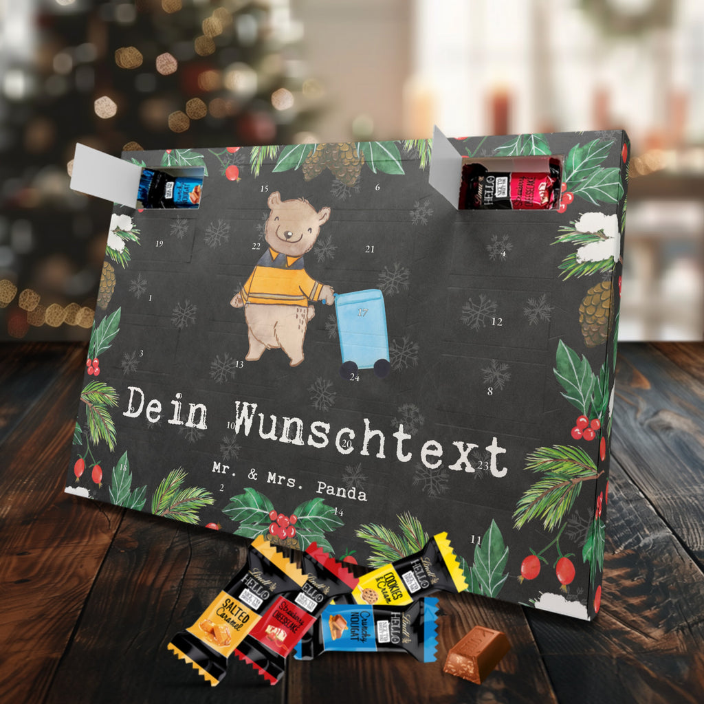 Personalisierter Markenschokolade Adventskalender Müllwerker Leidenschaft Personalisierter Adventskalender, Beruf, Ausbildung, Jubiläum, Abschied, Rente, Kollege, Kollegin, Geschenk, Schenken, Arbeitskollege, Mitarbeiter, Firma, Danke, Dankeschön, Müllwerker, Fachkraft Kreislauf- und Abfallwirtschaft, Müllentsorger, Kehrichtmann, Müllmann, Müllfahrer