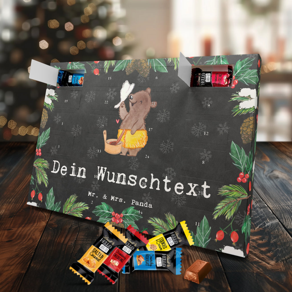 Personalisierter Markenschokolade Adventskalender Saunameister Leidenschaft Personalisierter Adventskalender, Beruf, Ausbildung, Jubiläum, Abschied, Rente, Kollege, Kollegin, Geschenk, Schenken, Arbeitskollege, Mitarbeiter, Firma, Danke, Dankeschön