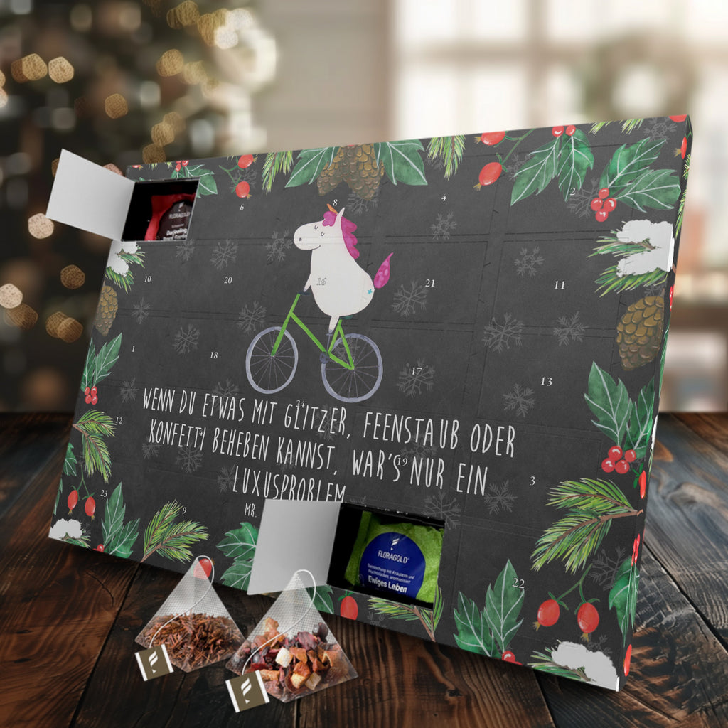 Tee Adventskalender Einhorn Radfahrer Adventskalender, Kerzen Adventskalender, Duftkerzen Adventskalender, Einhorn, Einhörner, Einhorn Deko, Pegasus, Unicorn, Radfahren, Radfahrer, Rad, Bike, Feenstaub, Konfetti, Luxusproblem, Kummer, Liebeskummer