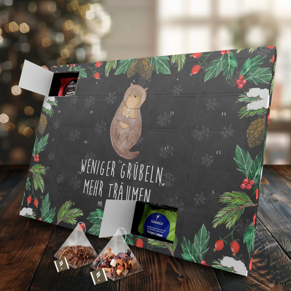 Tee Adventskalender Otter Muschel Adventskalender, Kerzen Adventskalender, Duftkerzen Adventskalender, Otter, Fischotter, Seeotter, Otterliebe, grübeln, träumen, Motivation, Tagträumen, Büro