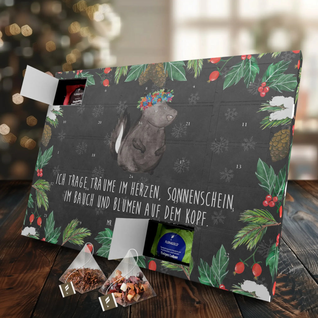 Tee Adventskalender Stinktier Mädchen Adventskalender, Kerzen Adventskalender, Duftkerzen Adventskalender, Stinktier, Skunk, Wildtier, Raubtier, Stinker, Stinki, Yoga, Namaste, Lebe, Liebe, Lache