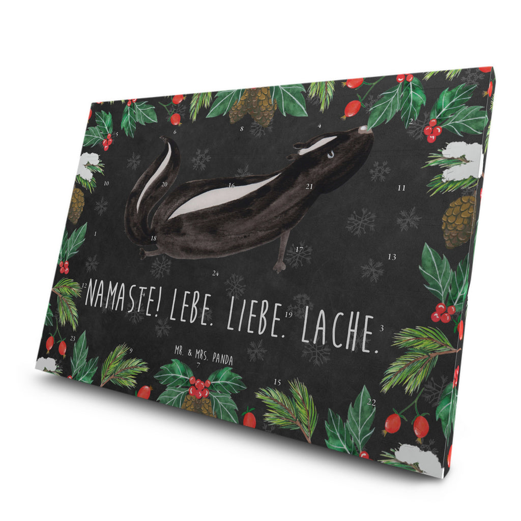 Tee Adventskalender Stinktier Yoga Adventskalender, Kerzen Adventskalender, Duftkerzen Adventskalender, Stinktier, Skunk, Wildtier, Raubtier, Stinker, Stinki, Yoga, Namaste, Lebe, Liebe, Lache