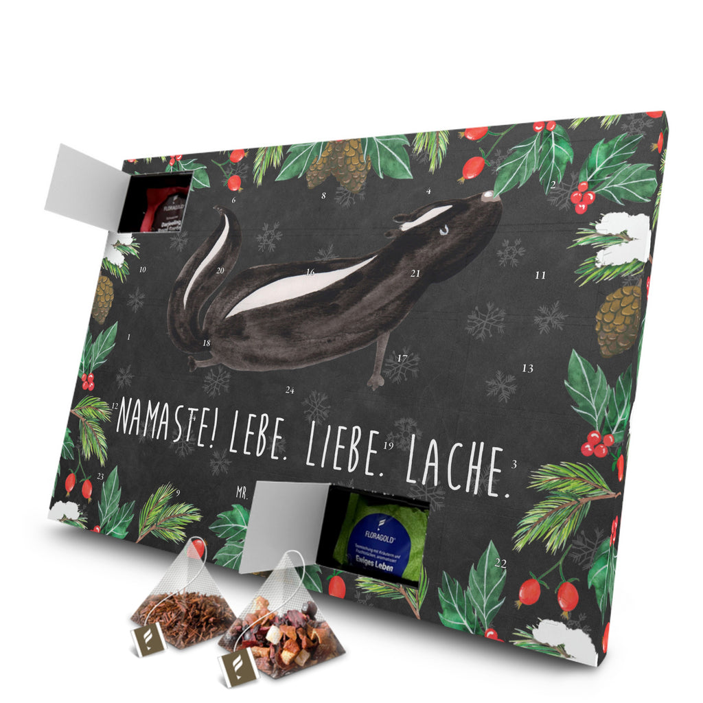 Tee Adventskalender Stinktier Yoga Adventskalender, Kerzen Adventskalender, Duftkerzen Adventskalender, Stinktier, Skunk, Wildtier, Raubtier, Stinker, Stinki, Yoga, Namaste, Lebe, Liebe, Lache