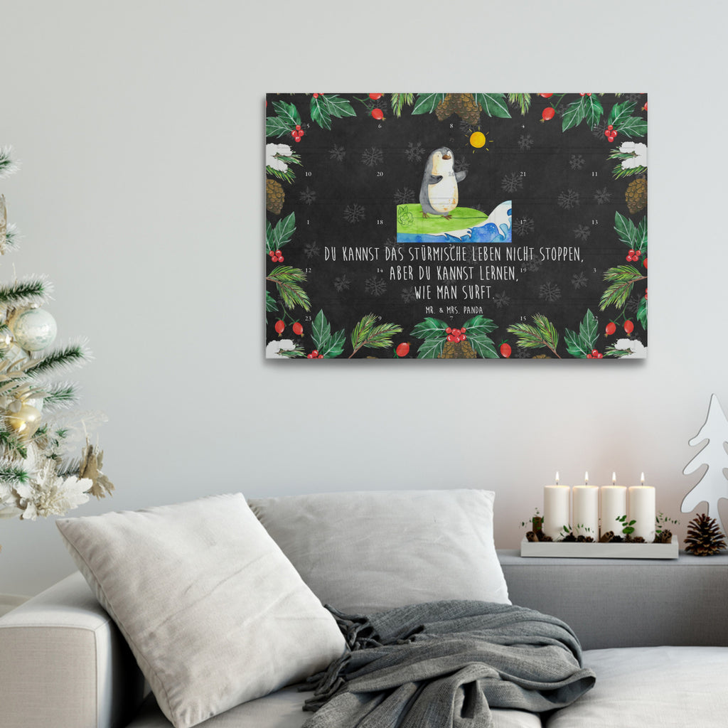 Tee Adventskalender Pinguin Surfer Adventskalender, Kerzen Adventskalender, Duftkerzen Adventskalender, Pinguin, Pinguine, surfen, Surfer, Hawaii, Urlaub, Wellen, Wellen reiten, Portugal