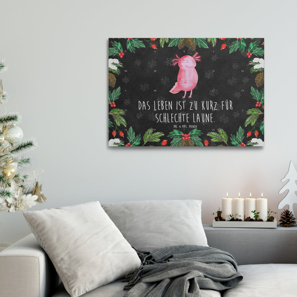 Tee Adventskalender Axolotl Glücklich Adventskalender, Kerzen Adventskalender, Duftkerzen Adventskalender, Axolotl, Molch, Axolot, Schwanzlurch, Lurch, Lurche, Motivation, gute Laune