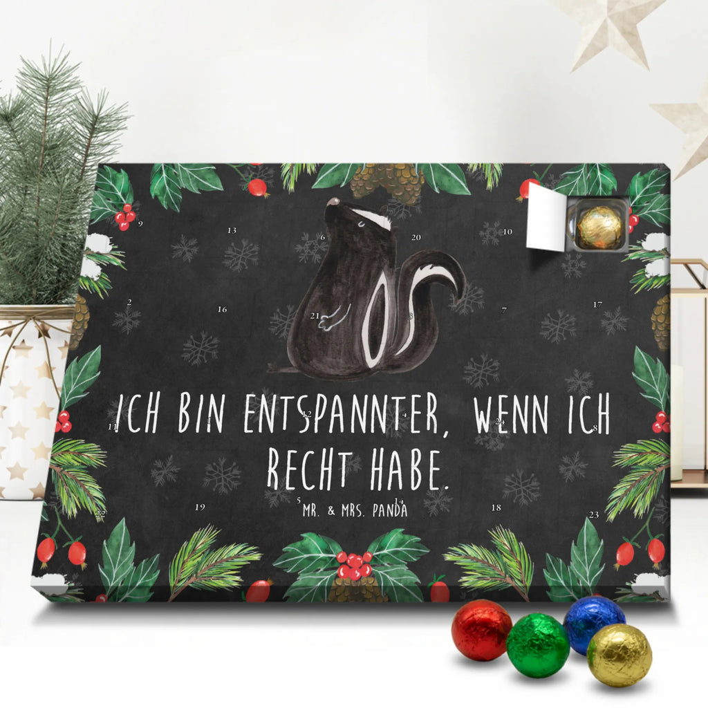 Schoko Adventskalender Stinktier Sitzen Adventskalender, Schokoladen Adventskalender, Schoko Adventskalender, Stinktier, Skunk, Wildtier, Raubtier, Stinker, Stinki, Spruch, Büro, Recht, Besserwisser