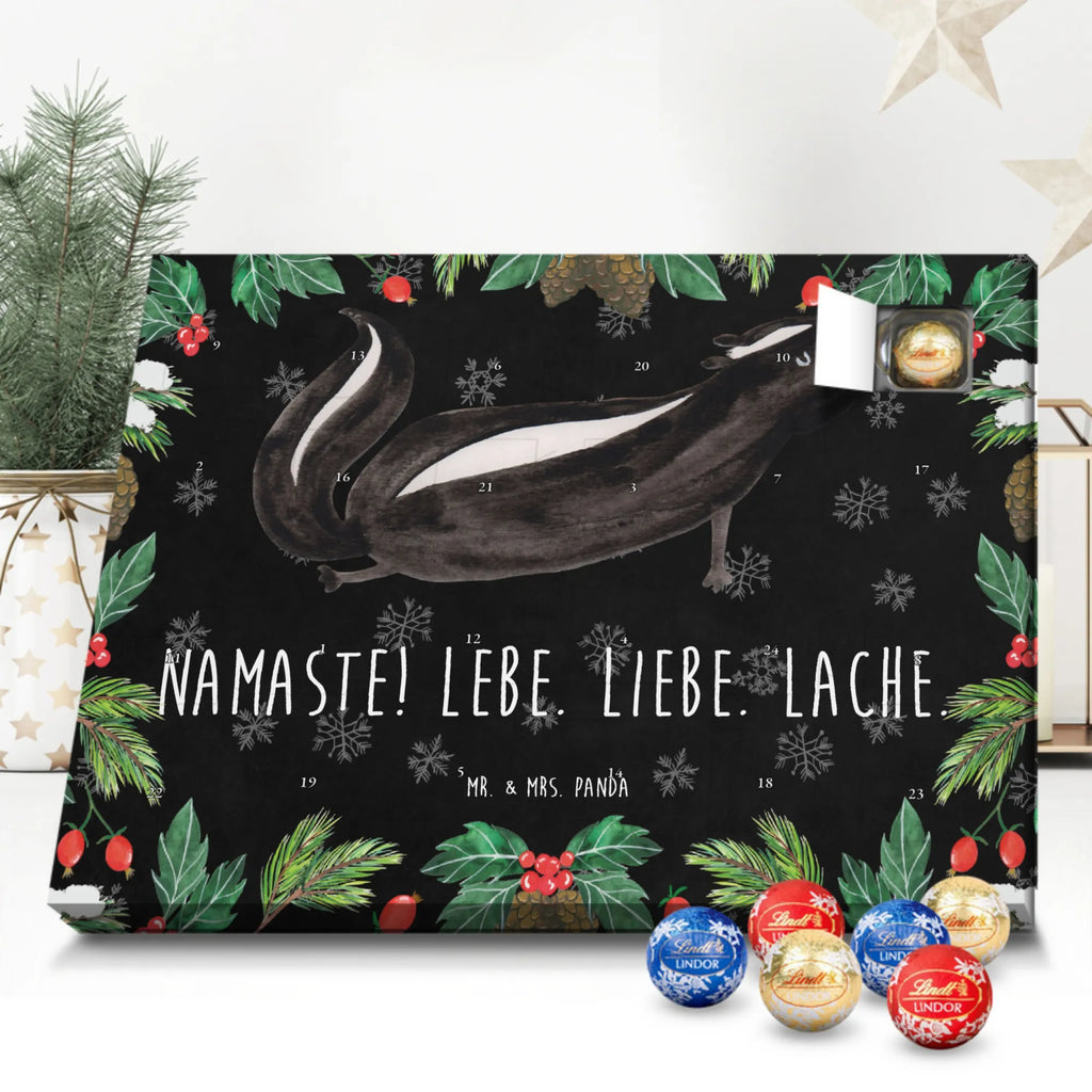 Kugel Markenschokolade Adventskalender Stinktier Yoga Adventskalender, Weihnachtskalender, Kalender, Weihnachten, Schokoladen Adventskalender, Kugel Markenschokolade Adventskalender, Stinktier, Skunk, Wildtier, Raubtier, Stinker, Stinki, Yoga, Namaste, Lebe, Liebe, Lache