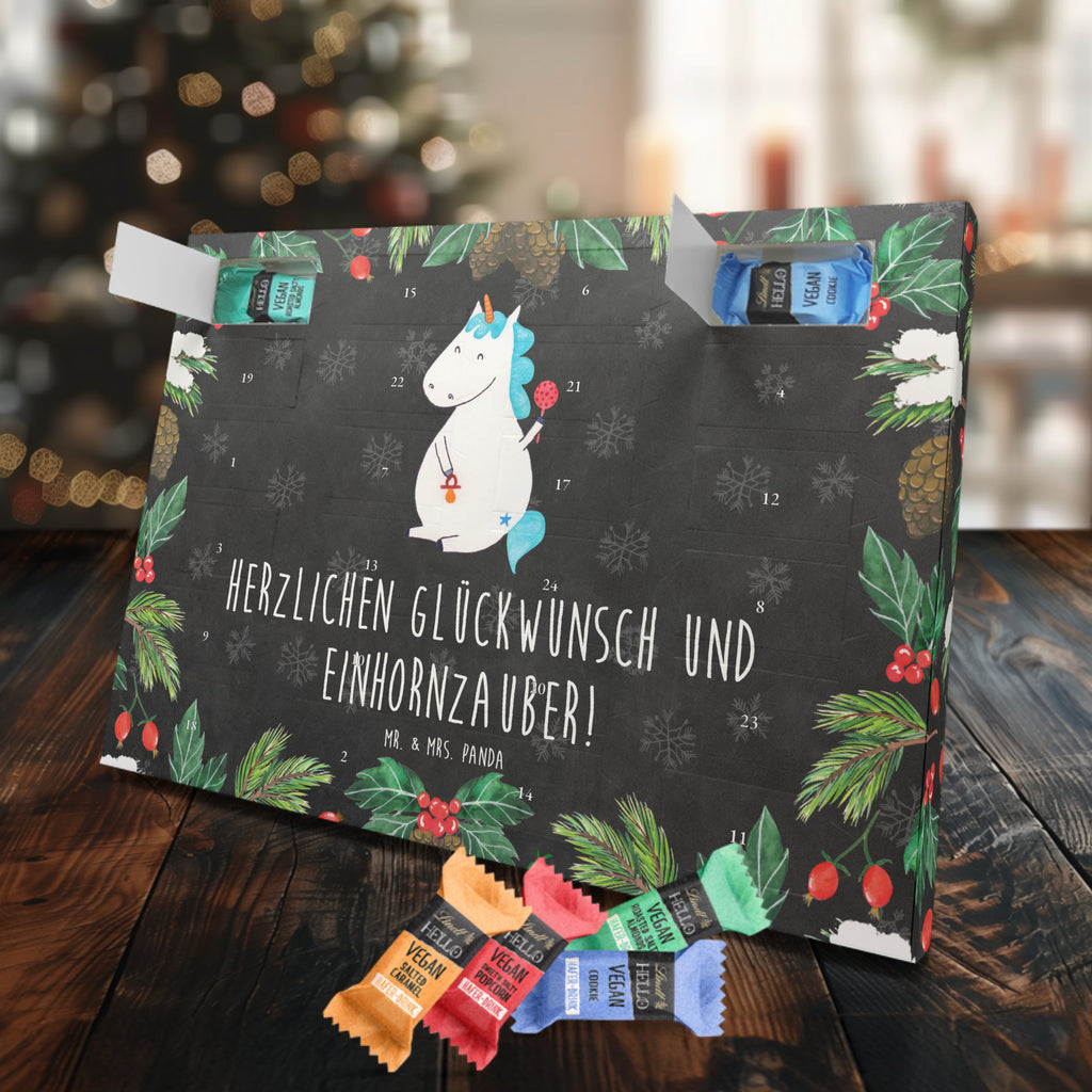 Veganer Adventskalender Einhorn Baby Schokoladen Adventskalender, Einhorn, Einhörner, Einhorn Deko, Pegasus, Unicorn, Mutter, Geburt, Geburtstag, erstes Kind, Baby, Babyglück, Nachwuchs, Eltern, Party, Kind, Schnuller