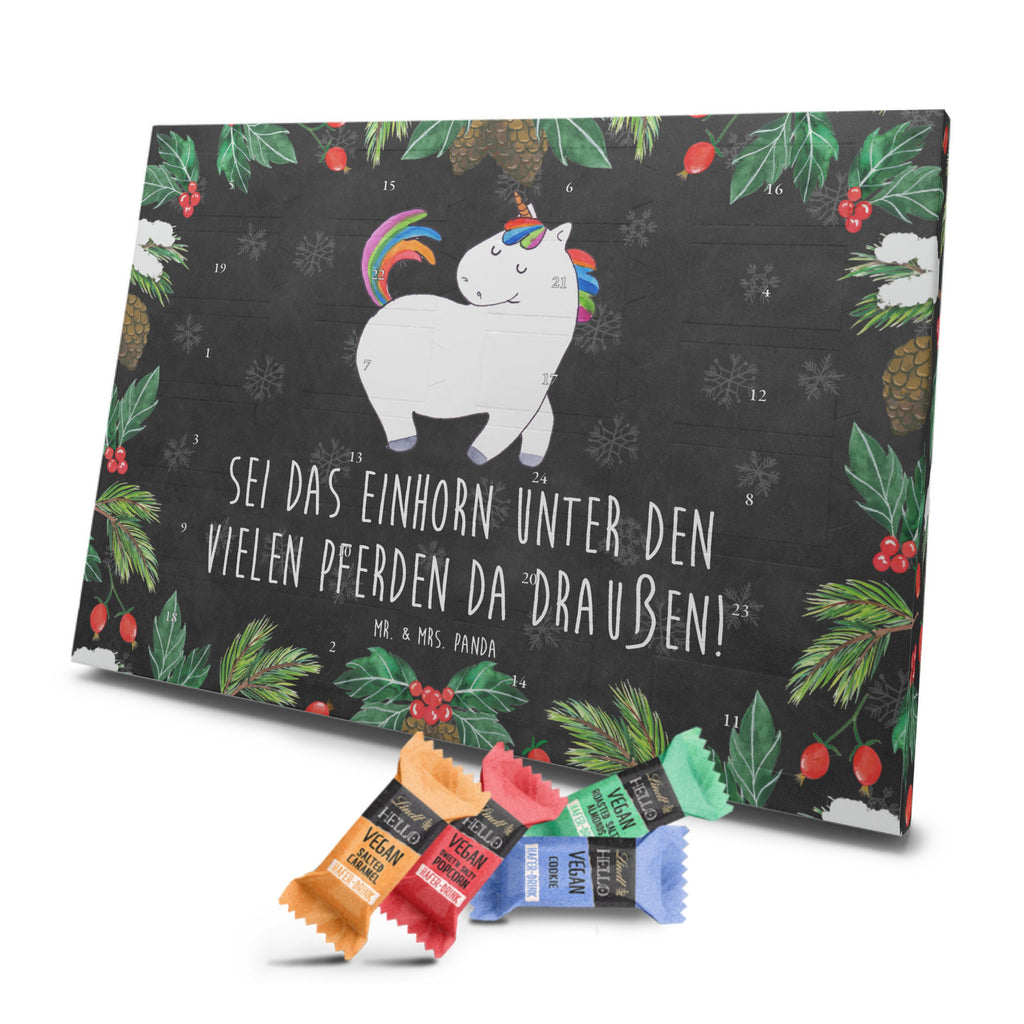 Veganer Adventskalender Einhorn Stolzieren Schokoladen Adventskalender, Einhorn, Einhörner, Einhorn Deko, Pegasus, Unicorn, stolz, anders, bunt, Pferd, Reiter, Reiten, Freundin, Geschenk