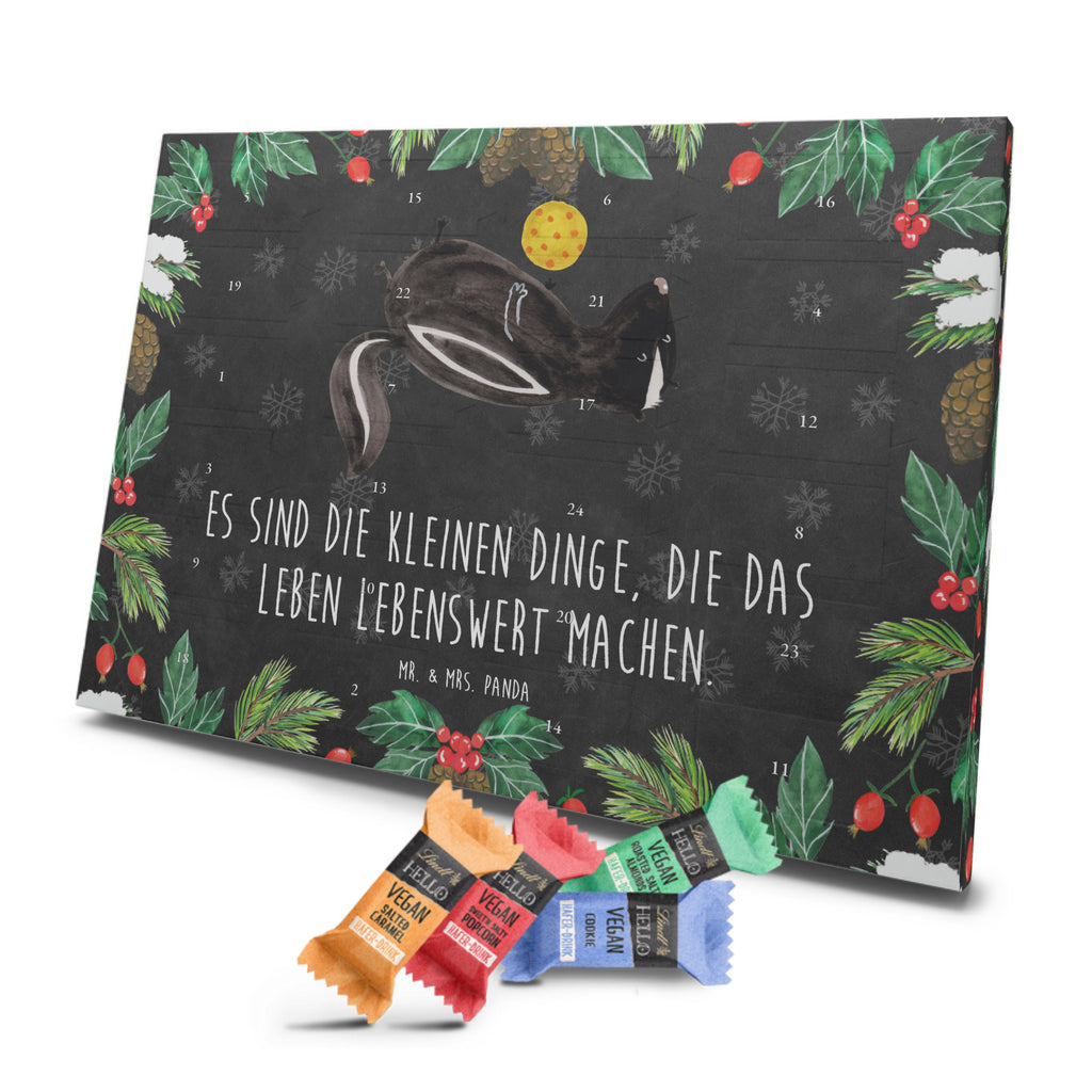 Veganer Adventskalender Stinktier Ball Schokoladen Adventskalender, Stinktier, Skunk, Wildtier, Raubtier, Stinker, Stinki, verspielt, Weisheit