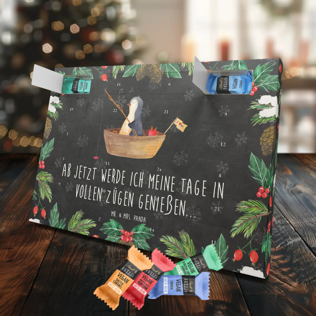 Veganer Adventskalender Pinguin Angelboot Schokoladen Adventskalender, Pinguin, Pinguine, Angeln, Boot, Angelboot, Lebenslust, Leben, genießen, Motivation, Neustart, Neuanfang, Trennung, Scheidung, Geschenkidee Liebeskummer