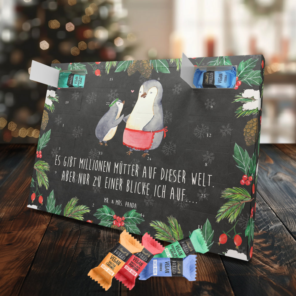 Veganer Adventskalender Pinguin mit Kind Schokoladen Adventskalender, Familie, Vatertag, Muttertag, Bruder, Schwester, Mama, Papa, Oma, Opa, Geschenk, Mami, Mutti, Mutter, Geburststag