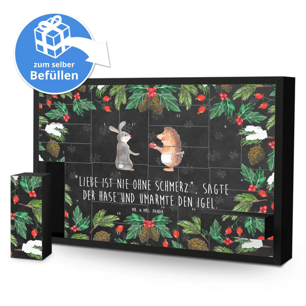 Befüllbarer Adventskalender Hase Igel Befüllbarer Adventskalender, Adventskalender zum selbst befüllen, Tiermotive, Gute Laune, lustige Sprüche, Tiere, Igel und Hase, Igel, Hase, Liebe Spruch, Liebeskummer Geschenk, Herzschmerz, Trösten, Trennungsschmerz, Spruch romantisch