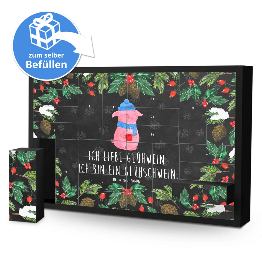 Befüllbarer Adventskalender Schwein Glühwein Befüllbarer Adventskalender, Adventskalender zum selbst befüllen, Winter, Weihnachten, Weihnachtsdeko, Nikolaus, Advent, Heiligabend, Wintermotiv, Glühschwein, Glühwein, Weihnachtsmarkt, Punsch