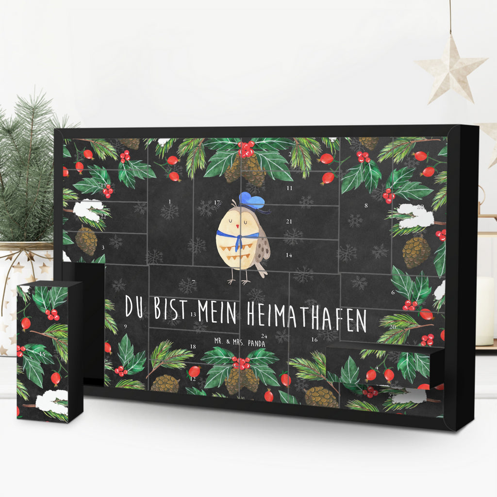 Befüllbarer Adventskalender Eule Matrose Befüllbarer Adventskalender, Adventskalender zum selbst befüllen, Eule, Eule Spruch, Eule Deko, Owl, Wortspiel lustig, Matrose, Freundin, Ehe, Seefahrer, Heimathafen, Hochzeitstag Geschenk