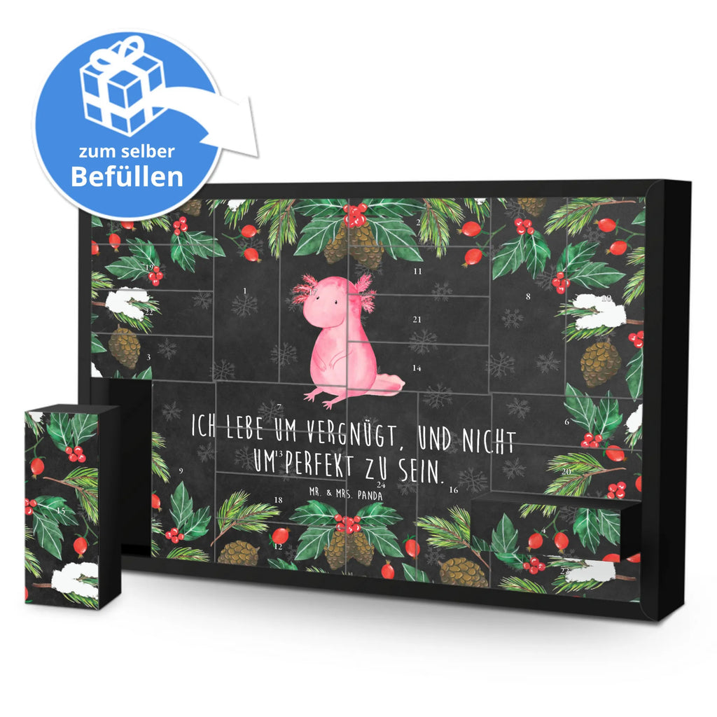 Befüllbarer Adventskalender Axolotl null Befüllbarer Adventskalender, Adventskalender zum selbst befüllen, Axolotl, Molch, Axolot, vergnügt, fröhlich, zufrieden, Lebensstil, Weisheit, Lebensweisheit, Liebe, Freundin